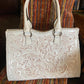 Cheyenne handmade tooled leather purse white front