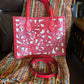 Navajo handmade tooled leather purse Red Front