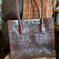Yucatan handmade tooled leather purse Caramel Front