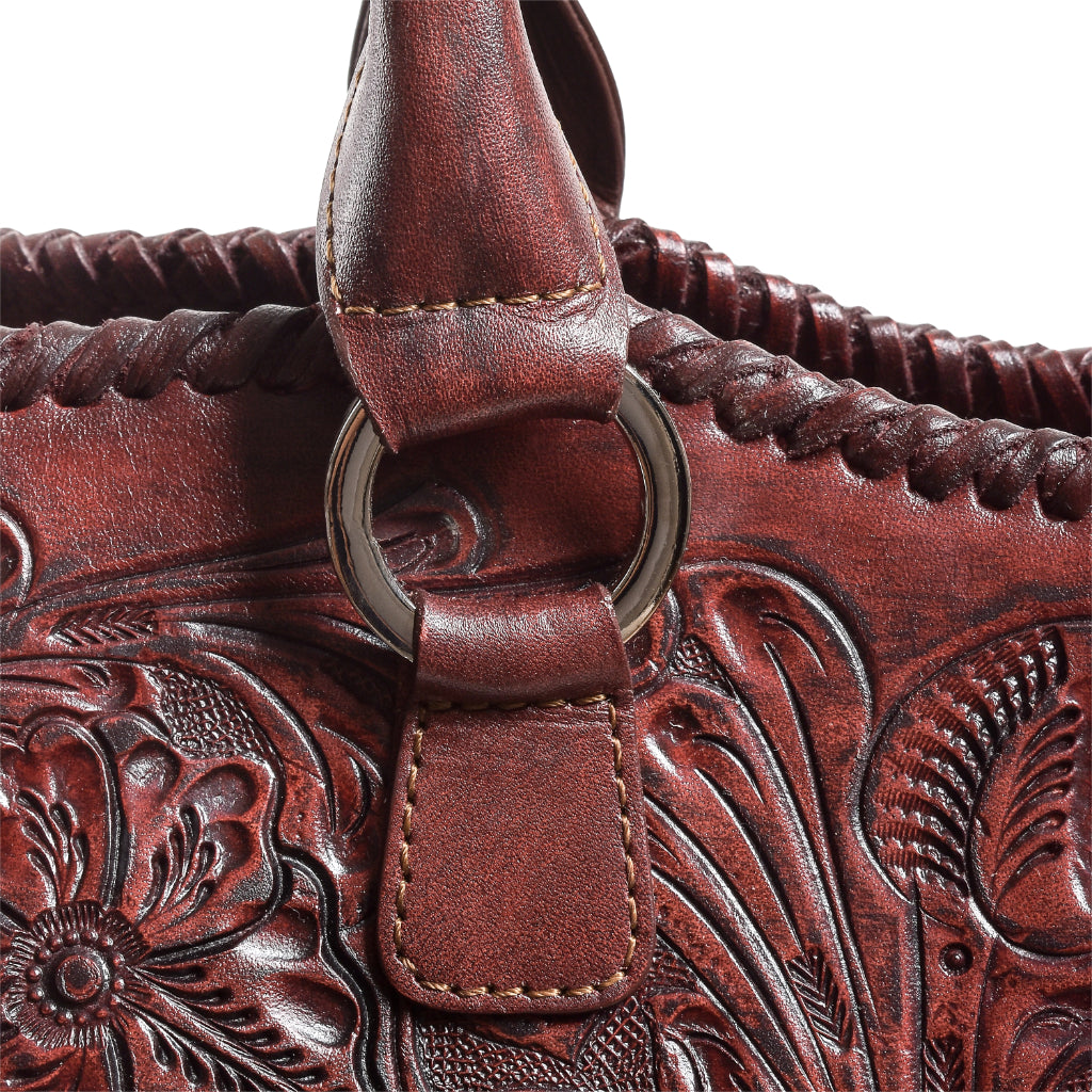 Cheyenne handmade tooled leather purse caramel beautiful hardware