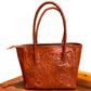 Estrella handmade tooled leather purse Chestnut Front