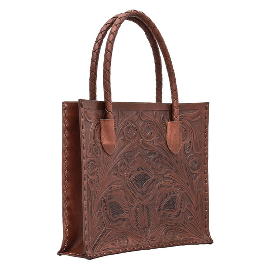 Navajo handmade tooled leather purse brown side