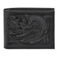 Otomi handmade tooled leather wallet black front
