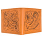 Otomi handmade tooled leather wallet tan back